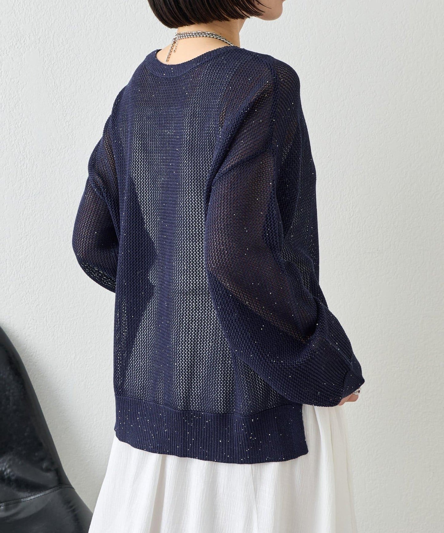 網紗亮片針織上衣