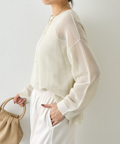 網紗亮片針織上衣