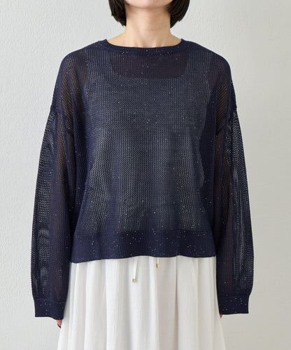 網紗亮片針織上衣