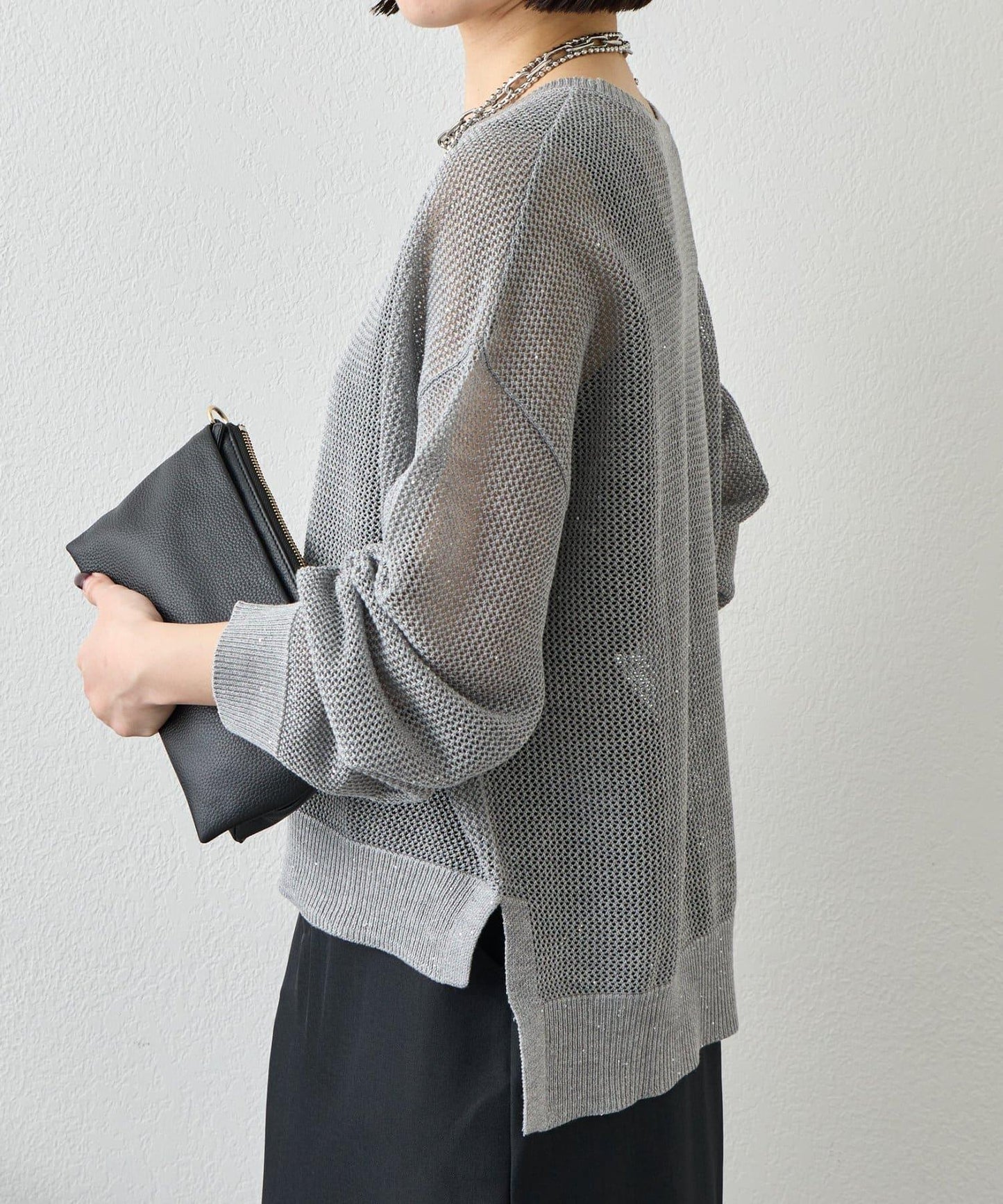 網紗亮片針織上衣