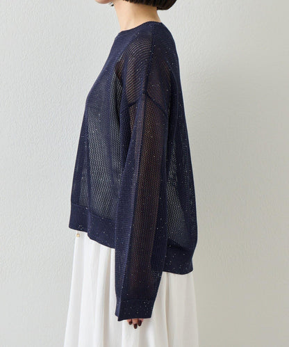 網紗亮片針織上衣