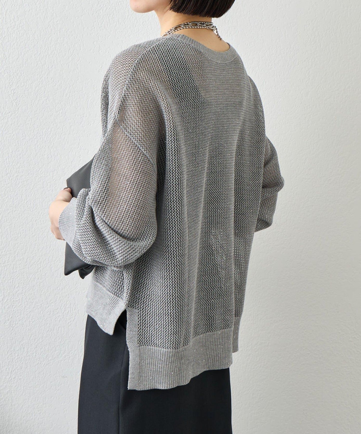 網紗亮片針織上衣