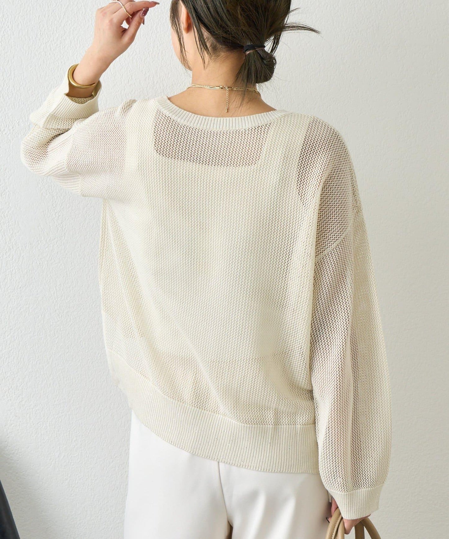 網紗亮片針織上衣