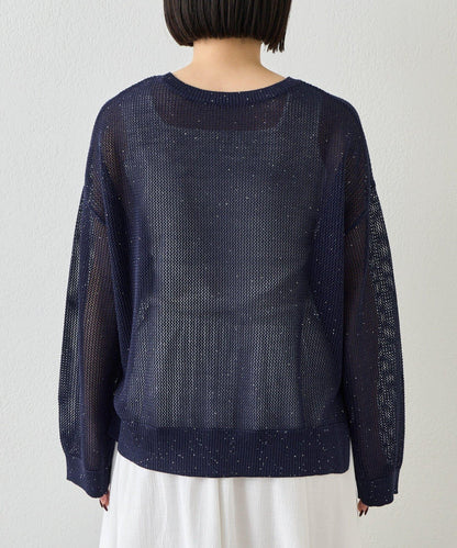 網紗亮片針織上衣