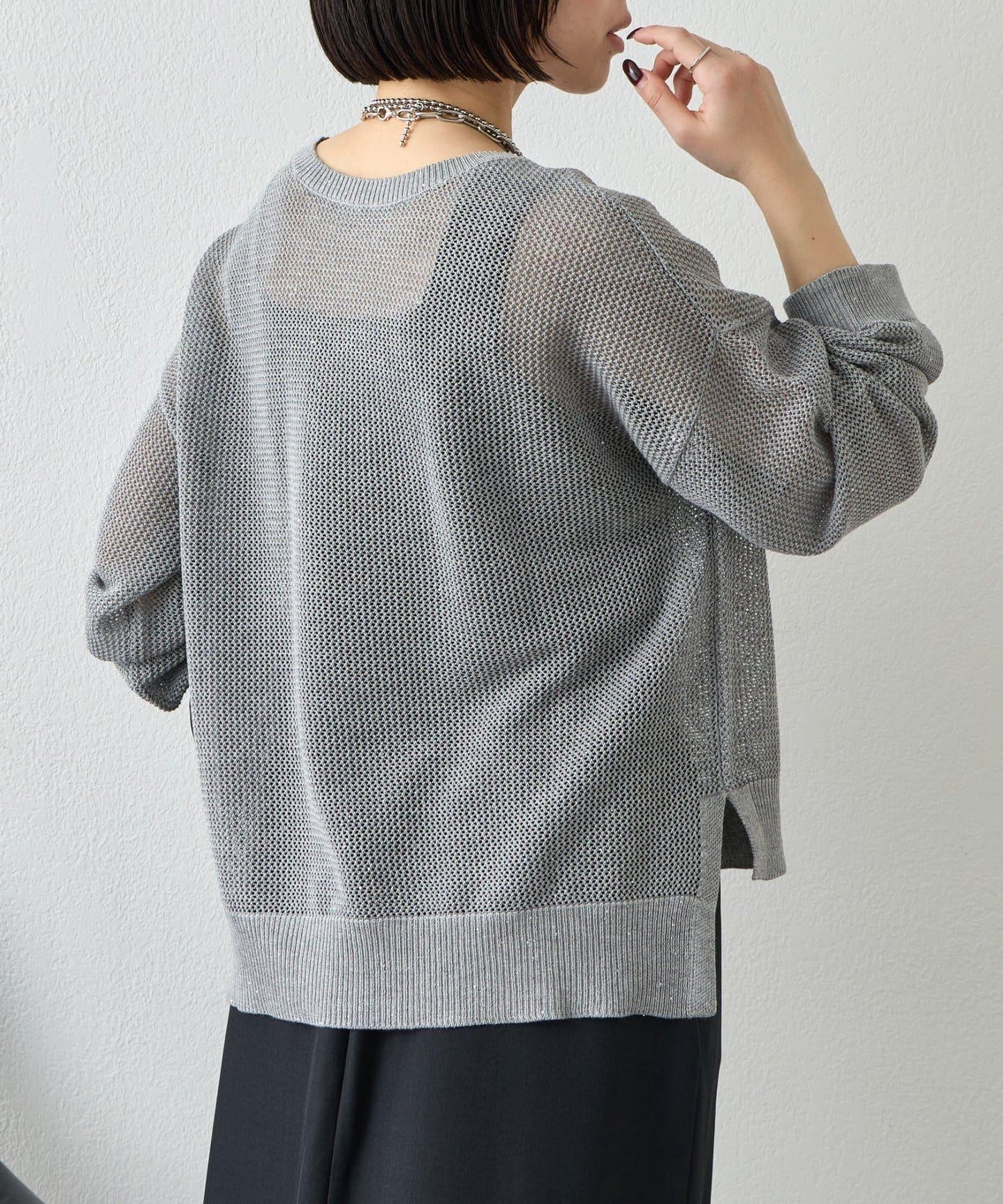 網紗亮片針織上衣