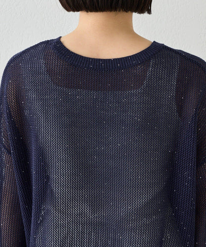 網紗亮片針織上衣