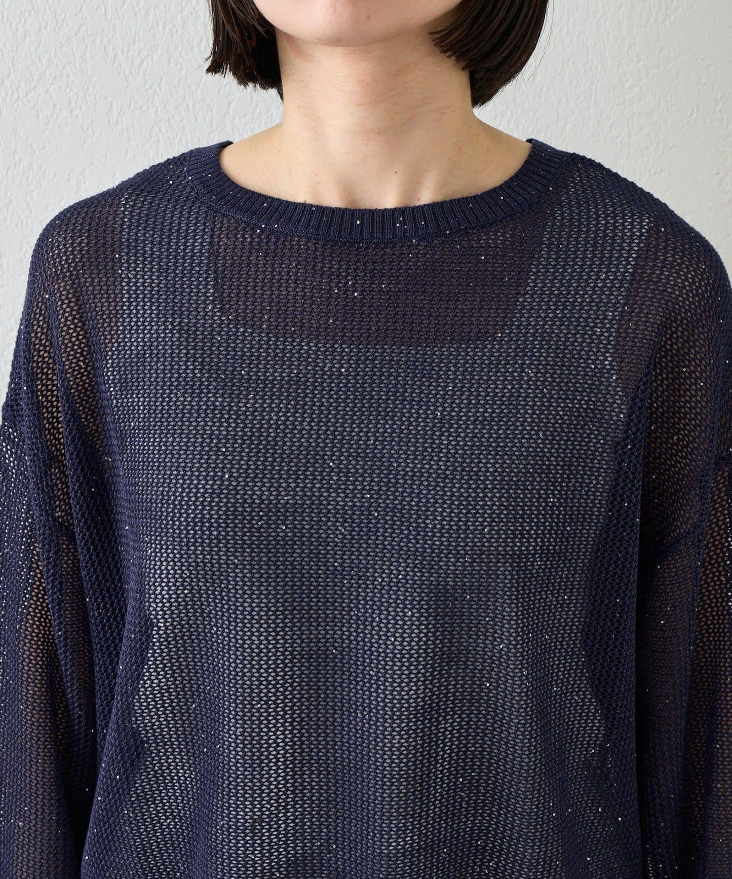 網紗亮片針織上衣