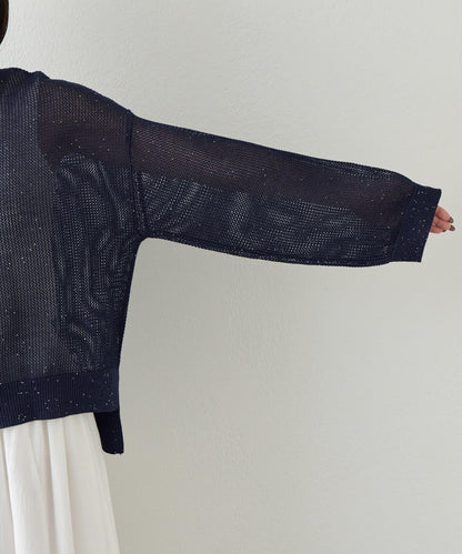 網紗亮片針織上衣