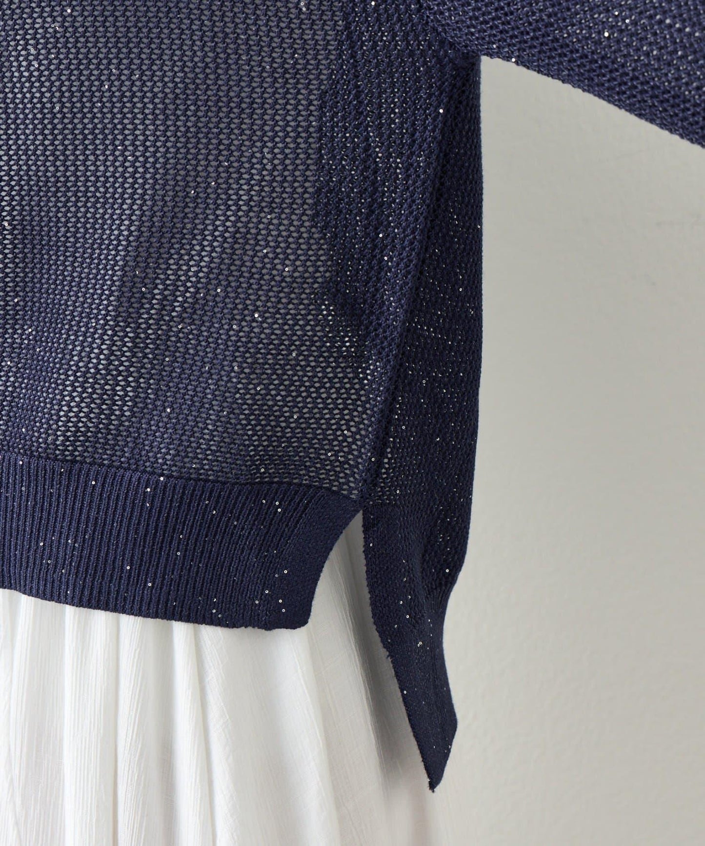 網紗亮片針織上衣