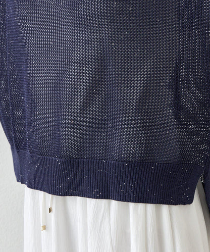 網紗亮片針織上衣