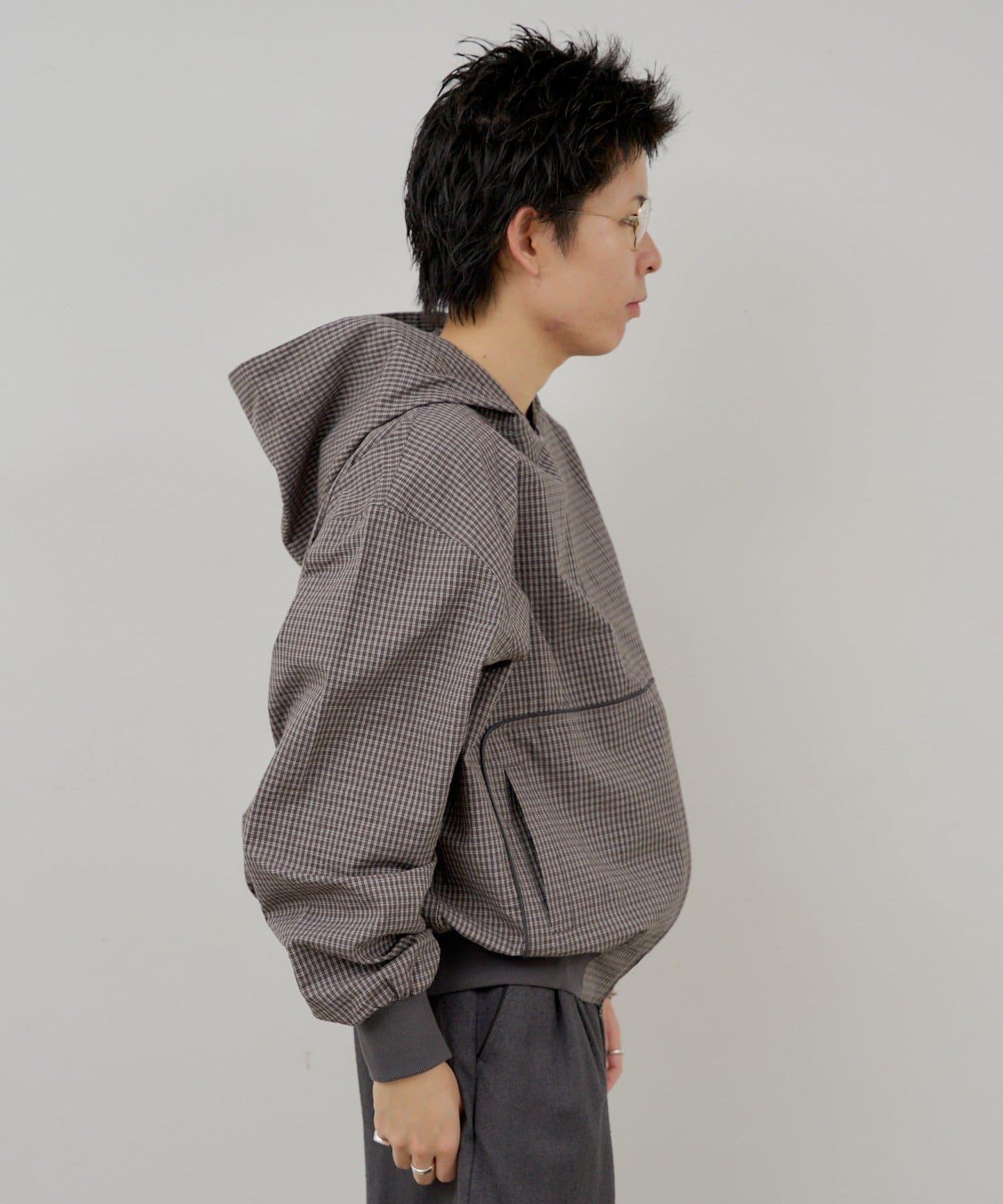 WHIMSIC 格紋拉鍊連帽襯衫