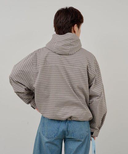 WHIMSIC 格紋拉鍊連帽襯衫