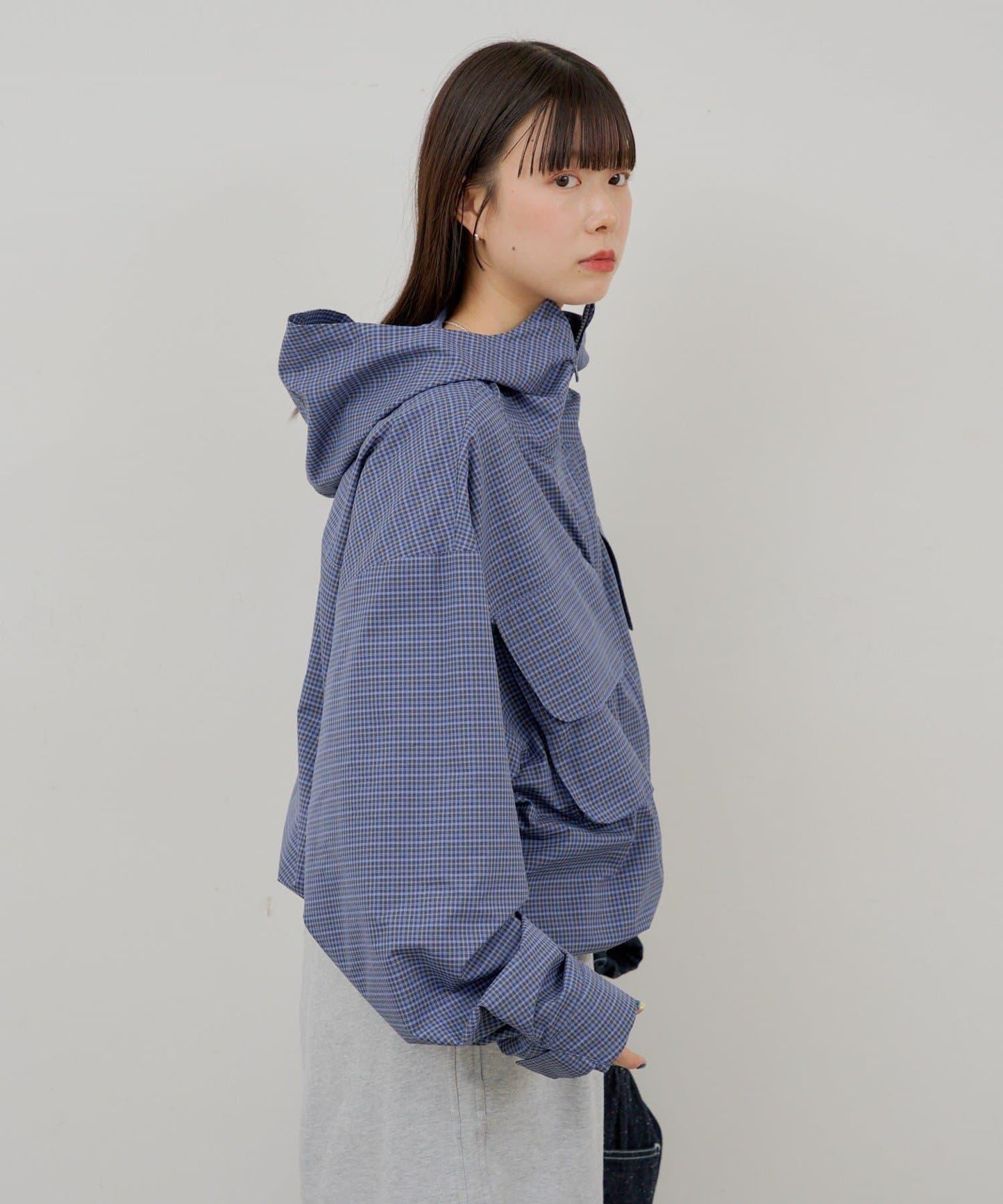 WHIMSIC 格紋拉鍊連帽襯衫