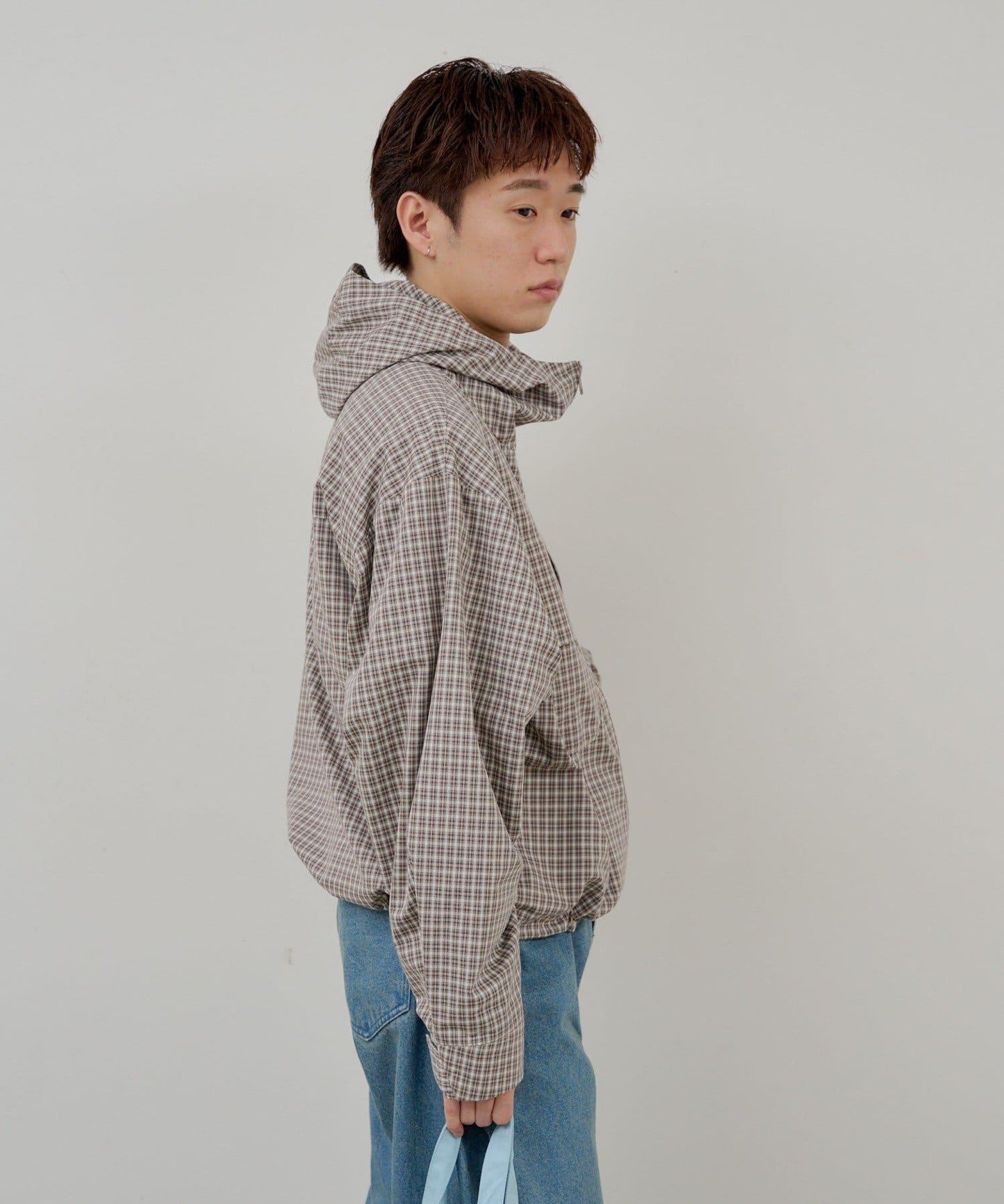 WHIMSIC 格紋拉鍊連帽襯衫