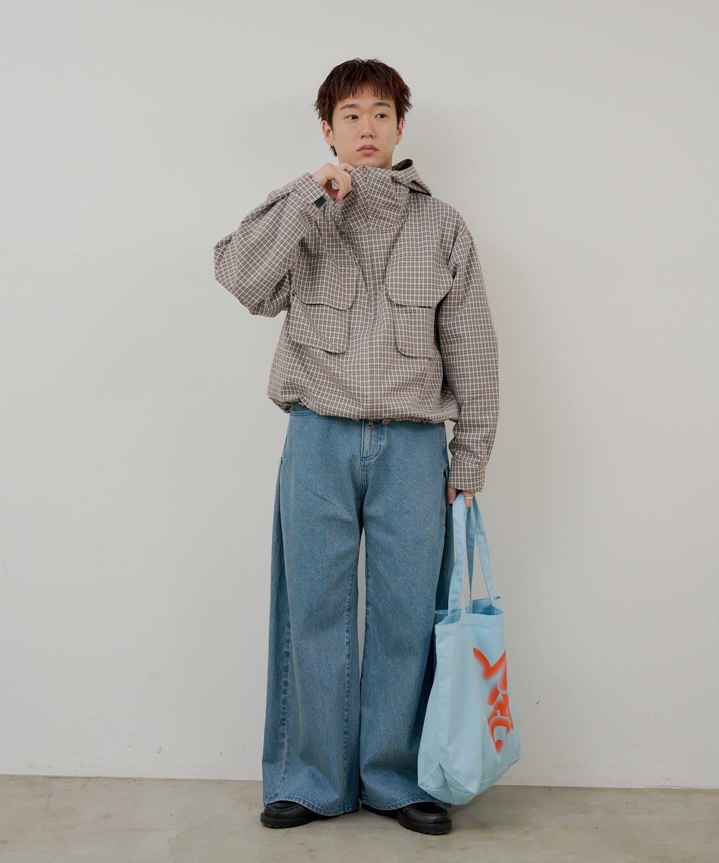 WHIMSIC 格紋拉鍊連帽襯衫