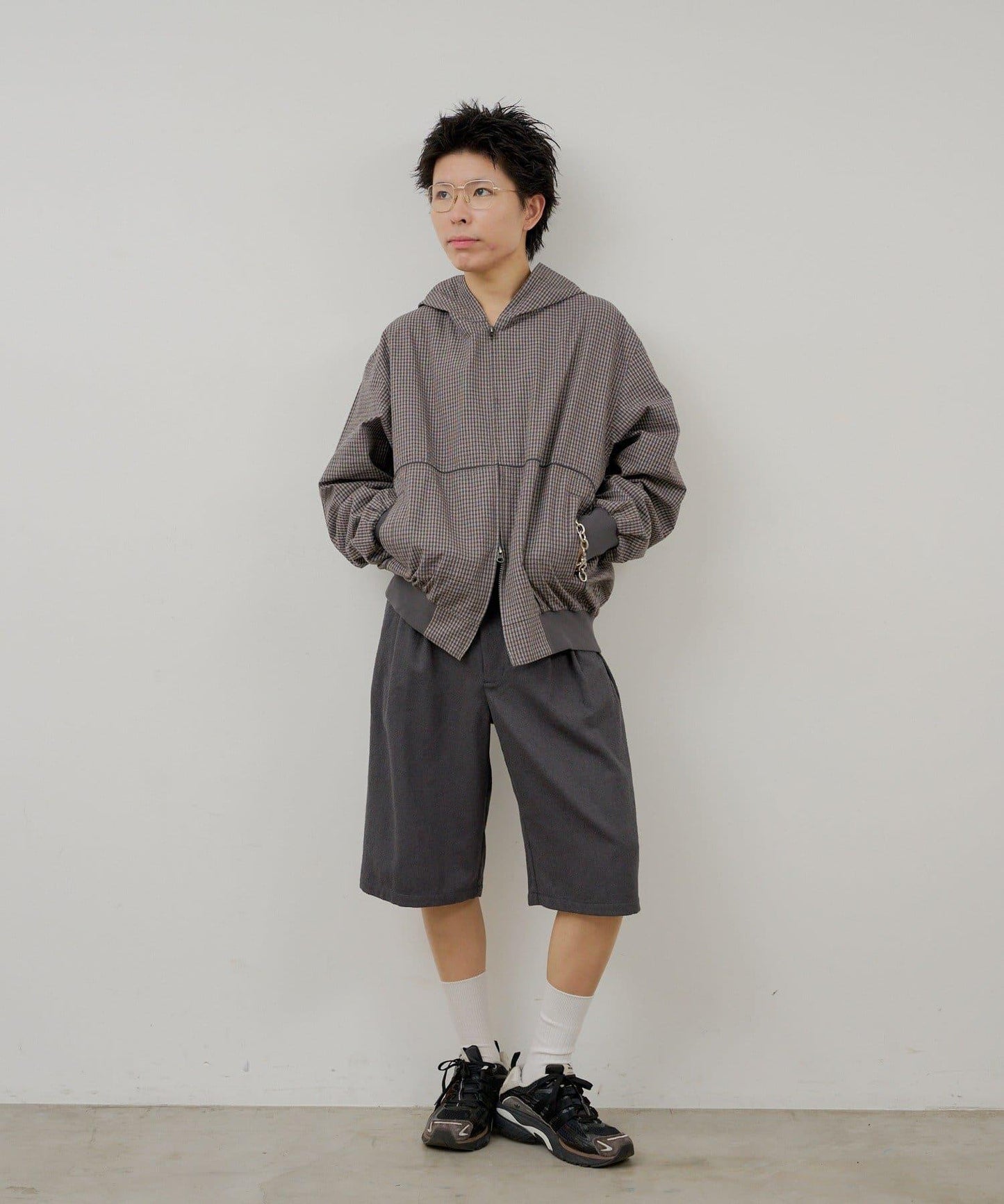 WHIMSIC 格紋拉鍊連帽襯衫