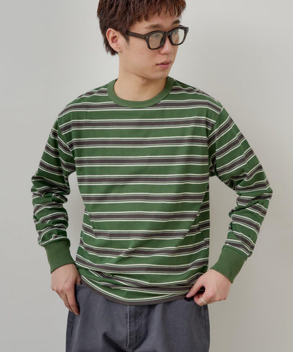 WHIMSIC 拼色條紋長袖T恤