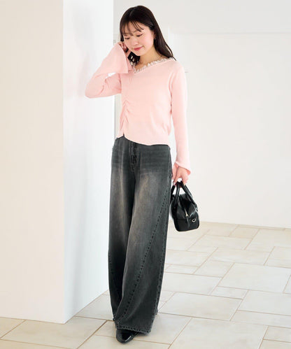 弧線縫線設計牛仔褲