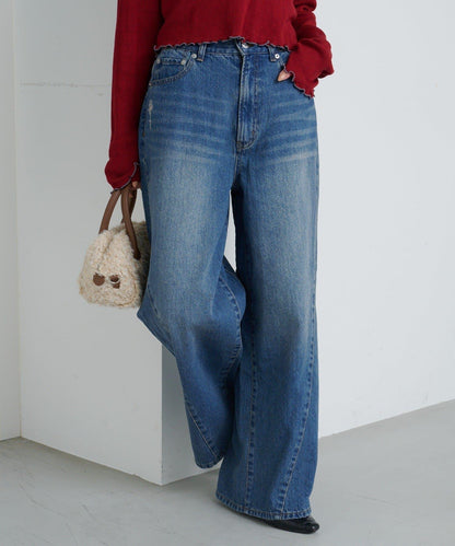 弧線縫線設計牛仔褲