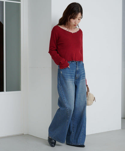 弧線縫線設計牛仔褲