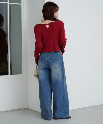 弧線縫線設計牛仔褲