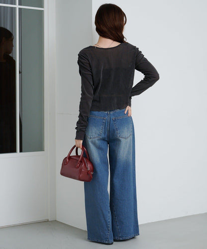 弧線縫線設計牛仔褲