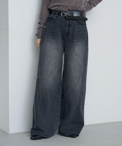 弧線縫線設計牛仔褲