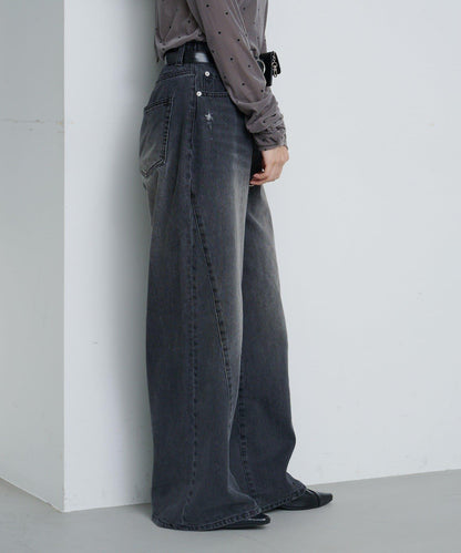 弧線縫線設計牛仔褲