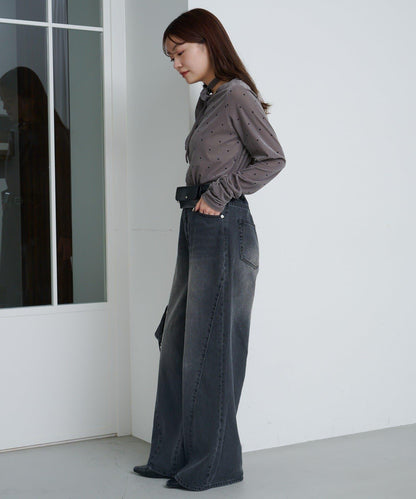 弧線縫線設計牛仔褲