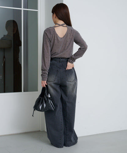 弧線縫線設計牛仔褲