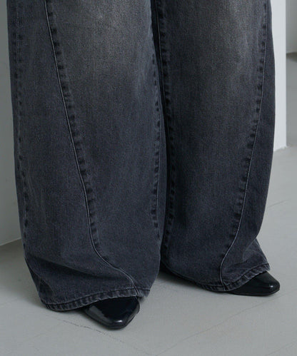 弧線縫線設計牛仔褲