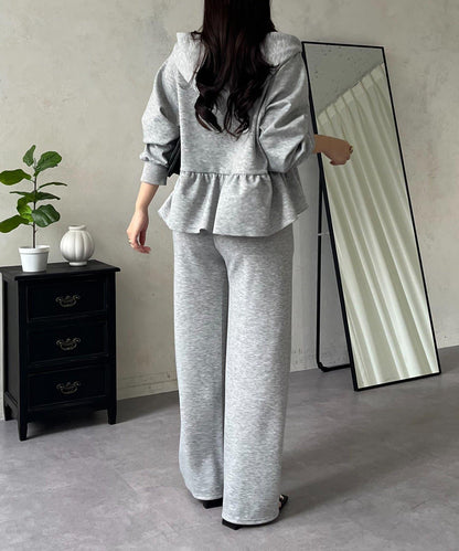 荷葉邊雙拉鍊連帽衛衣