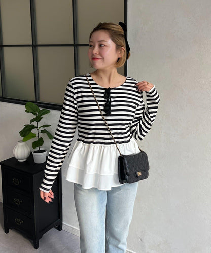 【MOMO】下襬荷葉拼接上衣