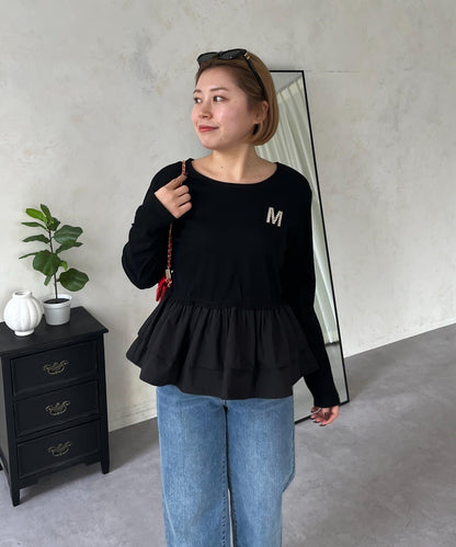 【MOMO】下襬荷葉拼接上衣