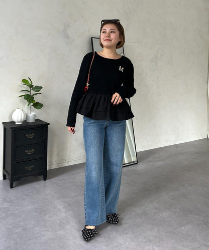 【MOMO】下襬荷葉拼接上衣