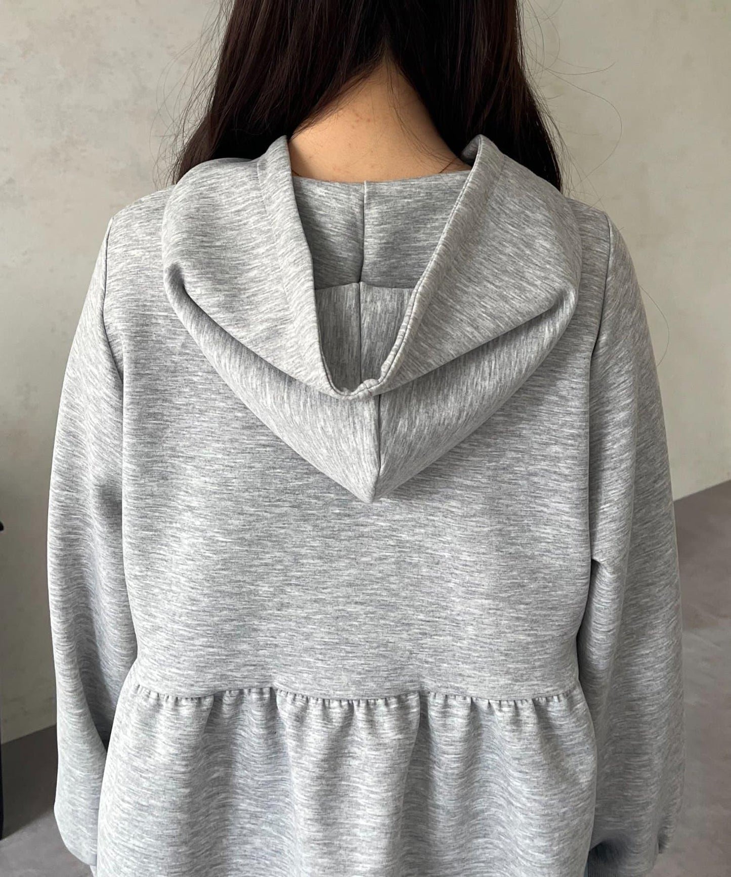 荷葉邊雙拉鍊連帽衛衣