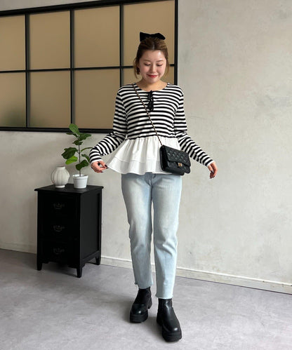 【MOMO】下襬荷葉拼接上衣