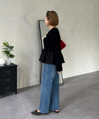 【MOMO】下襬荷葉拼接上衣