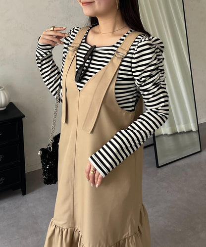 下襬荷葉邊 V領 背心裙