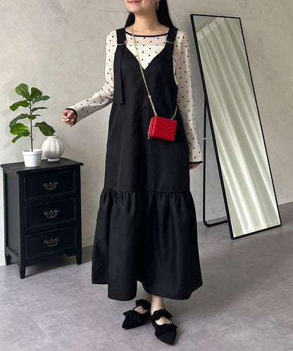 下襬荷葉邊 V領 背心裙