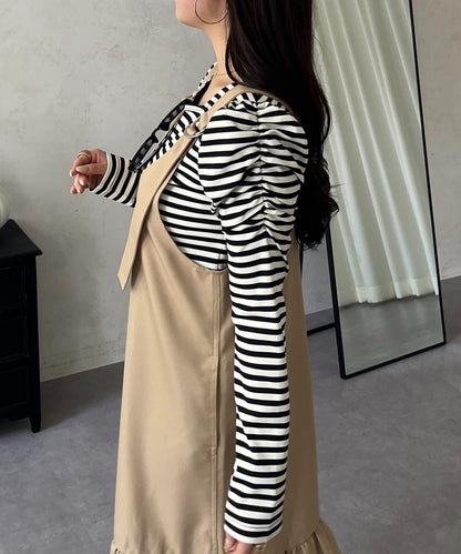 下襬荷葉邊 V領 背心裙