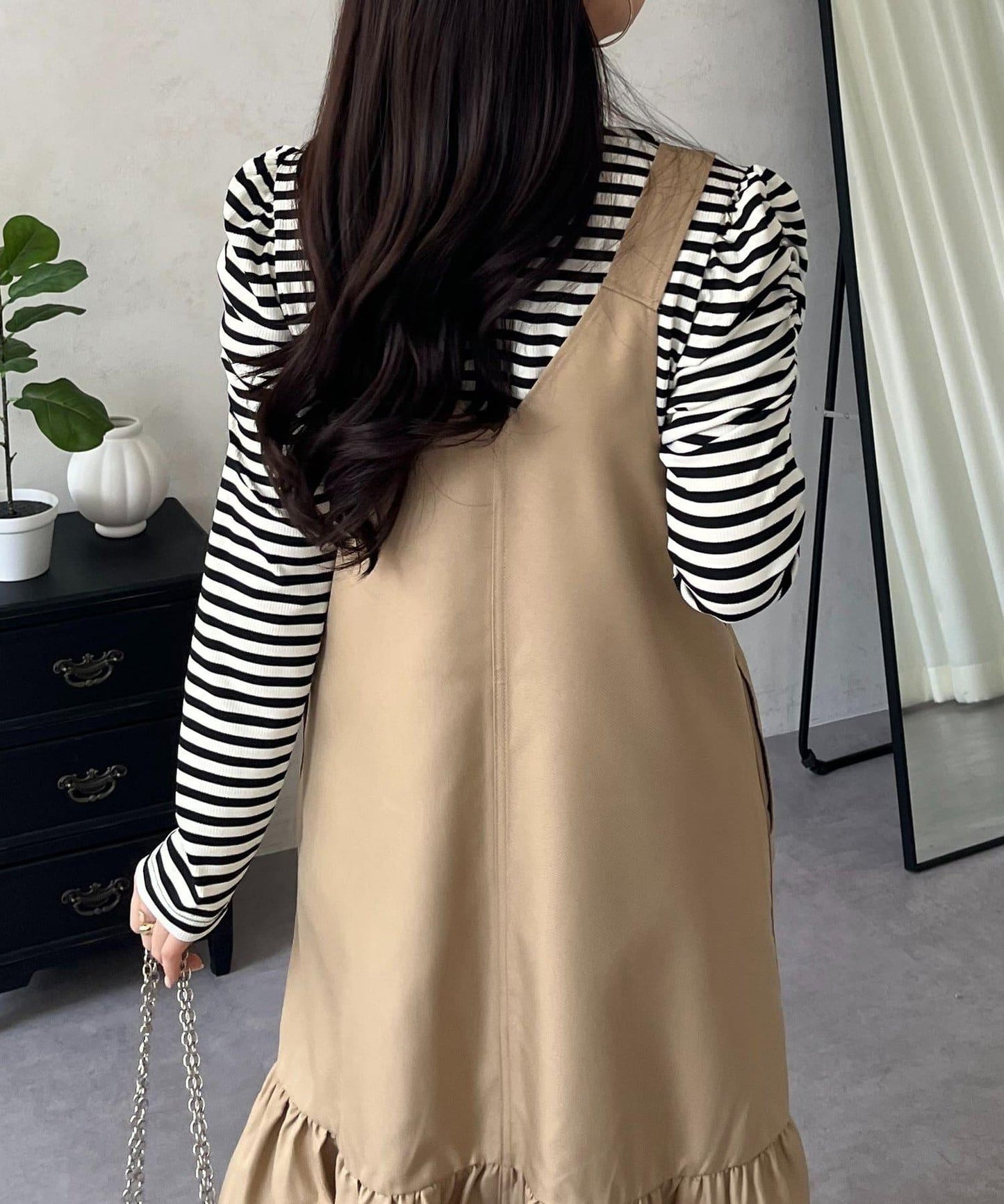 袖部抽褶 條紋褶皺 上衣