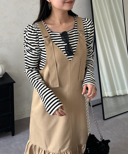 下襬荷葉邊 V領 背心裙