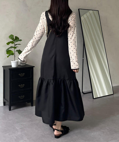 下襬荷葉邊 V領 背心裙