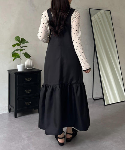 下襬荷葉邊 V領 背心裙