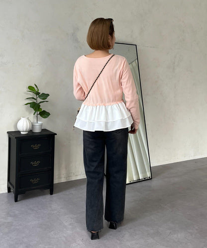 【MOMO】下襬荷葉拼接上衣