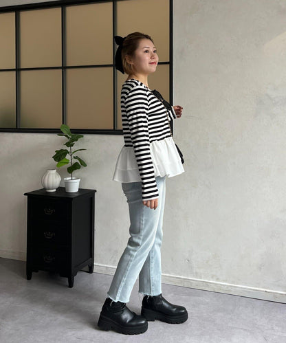 【MOMO】下襬荷葉拼接上衣