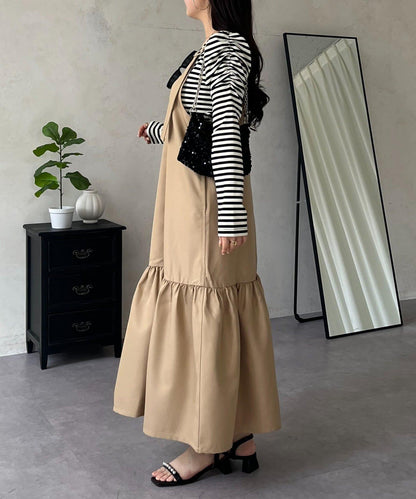 下襬荷葉邊 V領 背心裙