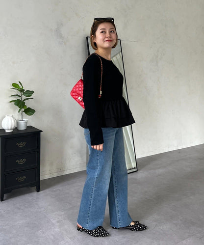 【MOMO】下襬荷葉拼接上衣