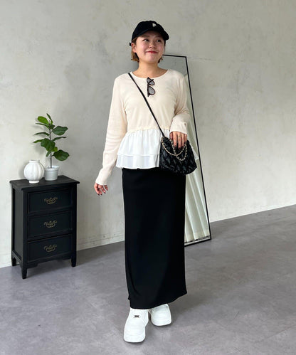 【MOMO】下襬荷葉拼接上衣